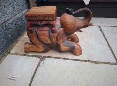 solid wood carved elephant ornament