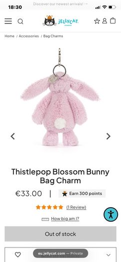 New JELLYCAT Thistlepop Blossom Bunny Bag Charm