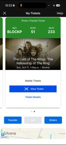 2 tickets Lord of the Rings in concert 3arena