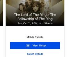 2 tickets Lord of the Rings in concert 3arena