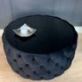 Velvet Button-Tufted Round Coffee Table with Tinted Glass Top Diameter: 80 cm Image 2