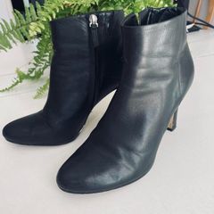 Aldo black leather ankle boots medium heel