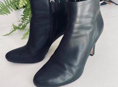 Aldo black leather ankle boots medium heel