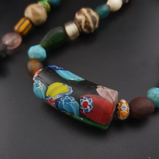 Rare Vintage Asian African Pumtek Pyu Glass Bead Necklace