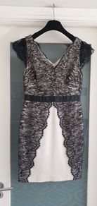 REISS ivory and black lace dress Sz 12