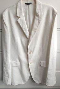 Calvin Klein Collection Luxury Italian Blazer - White Seersucker - IT 52
