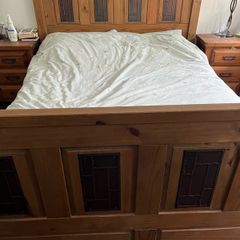 Solid wood king bed frame