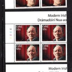 2009 Ireland Modern Irish Playwrights Commemorative Stamps Plate Blocks 1A1A1A1A Mint Never Hinged (MNH)