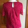 Red Herring Ladies Fushia Pink Lacey Short sleeve top size 14 includes postage Image 3