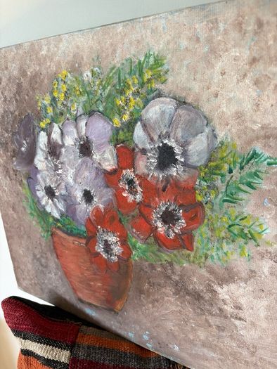 Fine Floral Still Life Floral Painting On Canvas, Signed.