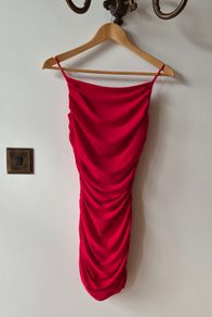 Red ruched dress