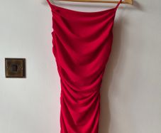Red ruched dress