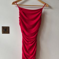 Red ruched dress