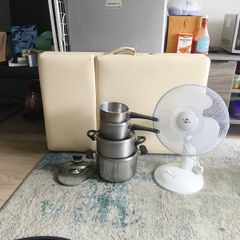 fan  and massage bed and cooking tubs