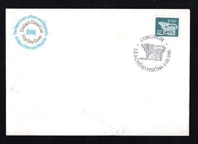 1981 Ireland 22p Gerl Definitive Stamp Series First Day Cover (FDC) with Cork Pictorial Cancel