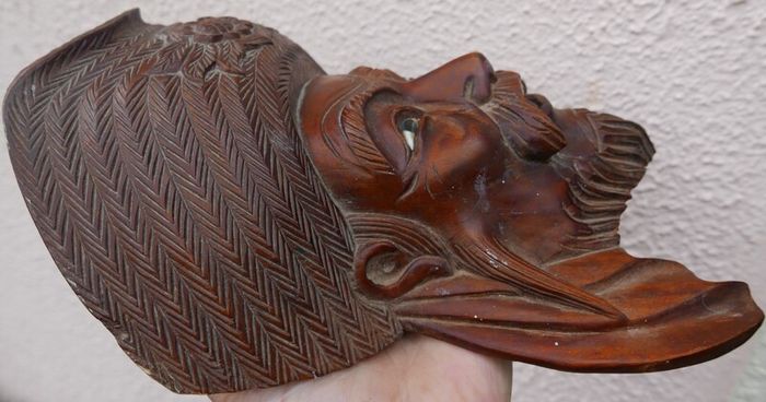 Vintage 19C Chinese Asian Oriental Wooden Hand Carved Mask ,Wood Mask Rose wood 10,5"