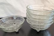 Vintage Clear Pressed Glass Footed Dessert Bowls Set of 8 Retro Sundae Dishes