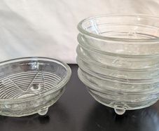 Vintage Clear Pressed Glass Footed Dessert Bowls Set of 8 Retro Sundae Dishes