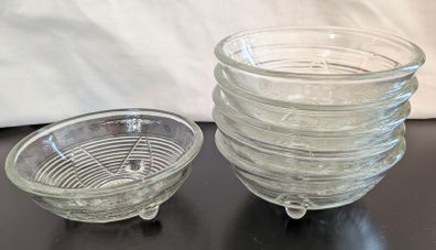 Vintage Clear Pressed Glass Footed Dessert Bowls Set of 8 Retro Sundae Dishes
