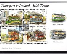 1987 Ireland Trams Commemorative Stamps Miniature Sheet Fine Used with First Day Issue Cancel
