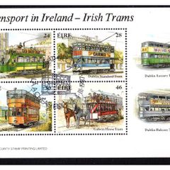 1987 Ireland Trams Commemorative Stamps Miniature Sheet Fine Used with First Day Issue Cancel