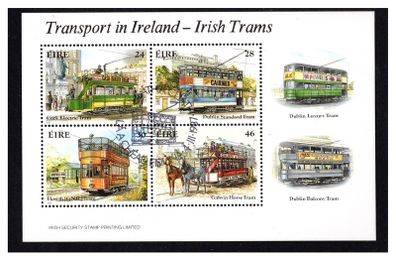 1987 Ireland Trams Commemorative Stamps Miniature Sheet Fine Used with First Day Issue Cancel