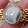 Vintage Ladies' Gold-Plated Accurist Diamond Quartz Watch with Black Dial Image 4
