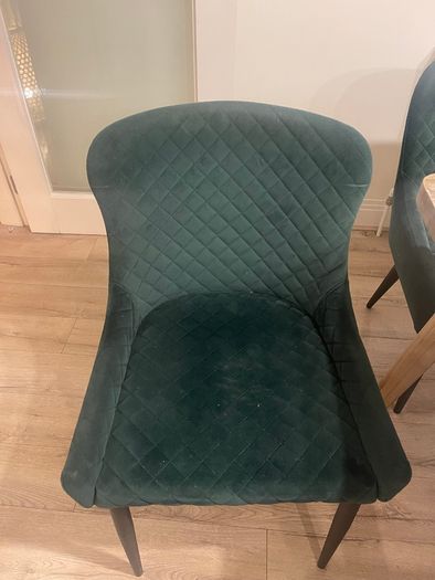 Ottawa green velvet bench and 2 matching chairs