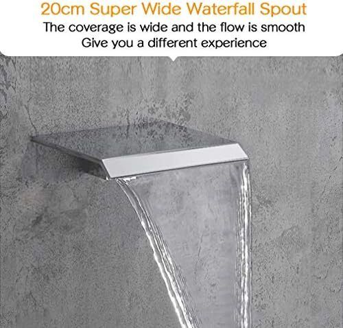 Wall Mounted Basin Taps Brass Waterfall Bathroom Faucet with 20cm Wide Spout