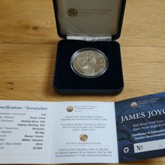 MINT ERROR - Central Bank of Ireland 10 Euro Silver Proof 2013. Mint Error. Unc. James Joyce.