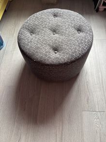 Footstool Round, Grey