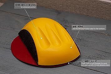 Glass Polish 15901 Foamed Hand Sanding Block for 125mm Hook & Loop Grip Abrasive Discs - 75 x 125mm