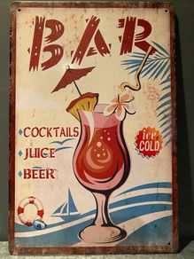Cocktail Bar Tin Metal sign