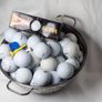 Stylish vintage leather golf practice ball bag with balls Image 5