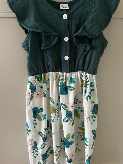 Hi lo floral green ruffle dress 4-5 years