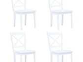 Dining Chairs 4 pcs White Solid Rubber Wood