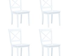 Dining Chairs 4 pcs White Solid Rubber Wood