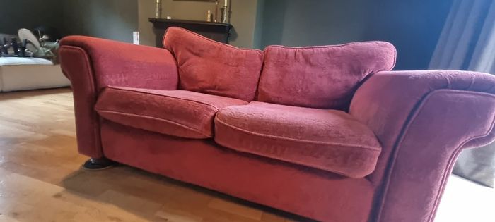 Well made two-seater fabric sofa for DIY enthusiast