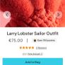 New JELLYCAT Larry Lobster Sailor Outfit Image 4