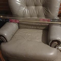 grey leather armchair