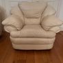 Cream leather 3 seater sofa and two armchairs Image 3
