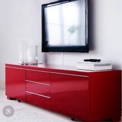 Red cabinet with drawers