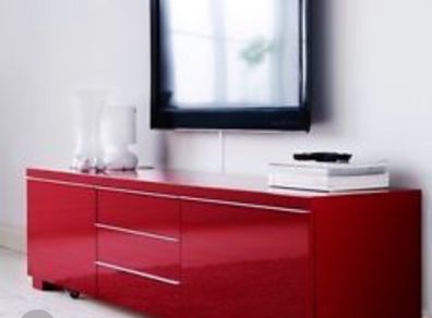 Red cabinet with drawers