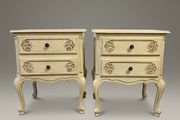 Pair of Vintage French Crackle-Glaze Bedside Tables