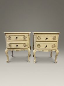 Pair of Vintage French Crackle-Glaze Bedside Tables