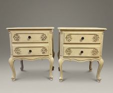 Pair of Vintage French Crackle-Glaze Bedside Tables