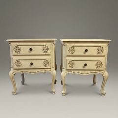 Pair of Vintage French Crackle-Glaze Bedside Tables
