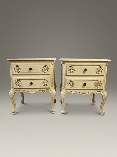Pair of Vintage French Crackle-Glaze Bedside Tables