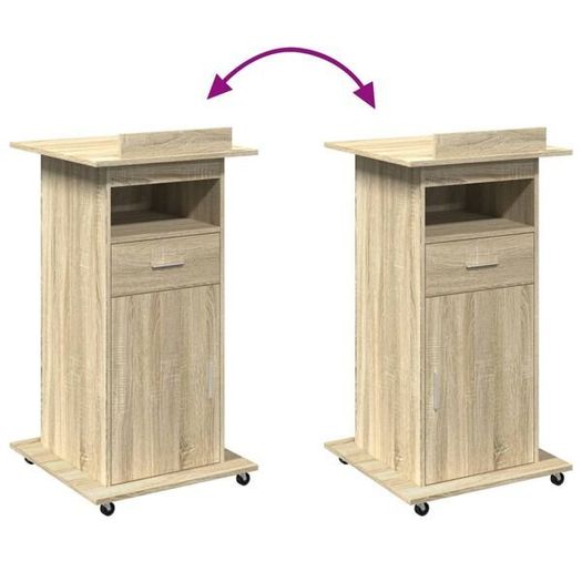 Lectern Table with Wheels And Drawer