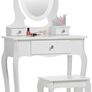 Dressing Table (Age 8-13yrs) with Mirror and Stool, Gift for Girls, Kids Dressing Vanity Table Set with Crystal Knobs and Chair, Children's Dressing Tables Image 6